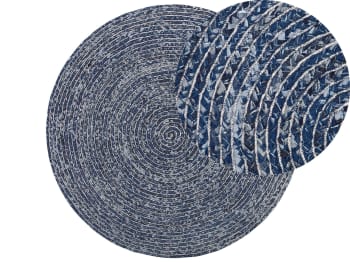 Buluca - Tapis en tissu bleu 140x140cm