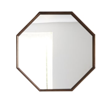 Vintage - Espejo octogonal de madera de mindi maciza 60 cm