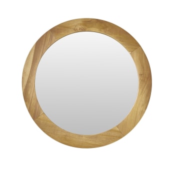 Espejo redondo de madera de teca maciza 50 cm