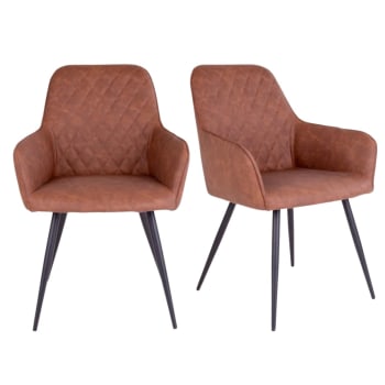 Colga - Lot de 2 chaises design en simili cuir marron