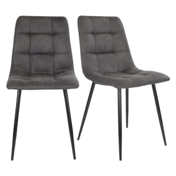 Aglo - Lot de 2 chaises design en tissu pieds métal gris