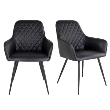 Colga - Lot de 2 chaises design en simili cuir noir