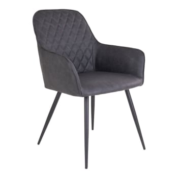 Colga - Lot de 2 chaises design en simili cuir gris foncé