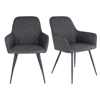 Colga - Lot de 2 chaises design en simili cuir gris foncé