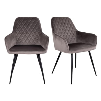 Colga - Lot de 2 chaises modernes en velours côtelé taupe