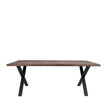 Toulon - Table à manger en bois et métal 200x95cm bois foncé  et  noir
