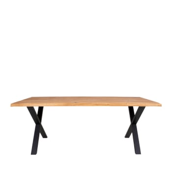 Toulon - Table à manger en bois et métal 200x95cm bois clair  et  noir