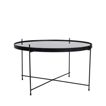 Venezia - Table basse en verre et métal D70xh40cm noir