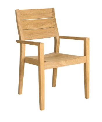 Roble fsc - Fauteuil repas empilable dossier haut en bois jaune