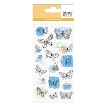 PAPILLONS - 17 stickers puffies Papillons