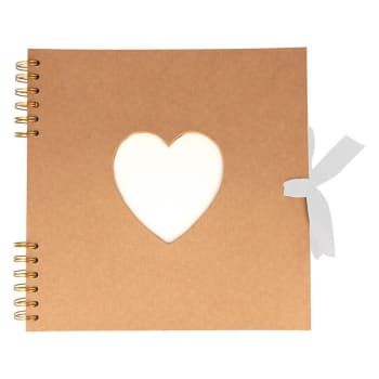 COEUR - Álbum kraft reciclado corazón 40 páginas blancas 25 x 25 cm