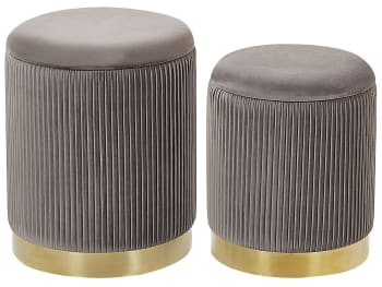 Miramar - Set di 2 pouf contenitore velluto grigio