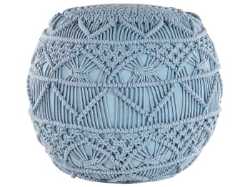 Kayseri - Pouf en coton bleu ⌀ 40 cm