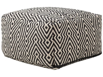 Mukki - Pouf in tessuto bianco nero 50 x 30 cm