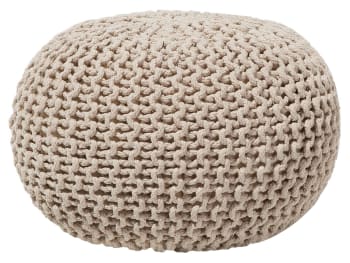 Pouf rond en jute et coton - noir D50xH45cm - AFAR - alin