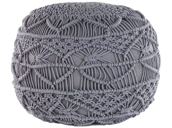 Kayseri - Pouf en coton gris ⌀ 40 cm