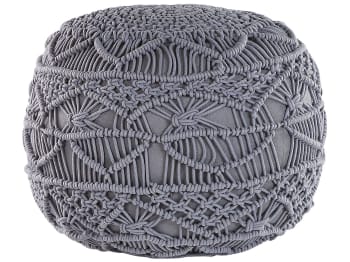 Pouf in tessuto di lino con poggiapiedi rotondo, imbottito, comoda sedia  con coperchio e 4 gambe in legno, per soggiorno, ingresso, camera da letto,  corridoio, ufficio, grigio scuro : : Casa e