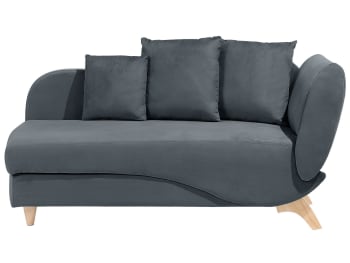 Meri - Chaise longue velluto grigio con contenitore lato destro