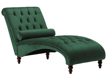 Muret - Chaise longue in velluto color verde scuro