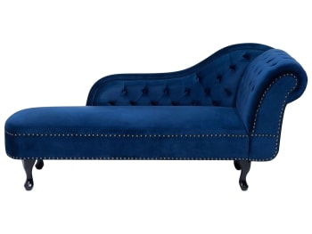 Nimes - Chaiselongue Samtstoff blau rechtsseitig