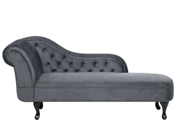 Nimes - Chaise longue sinistra in velluto grigio