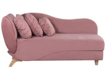 Meri - Chaise longue de terciopelo rosa izquierdo