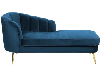 Allier - Chaise longue côté gauche en velours bleu marine