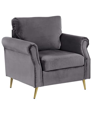 Vietas - Fauteuil Velours Gris foncé