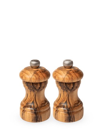 Bistro - Duo moulins poivre et sel manuels en bois d'olivier H10cm