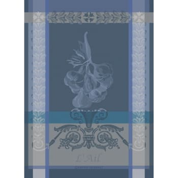 Ail ardoise - Torchon  pur coton bleu 56x77