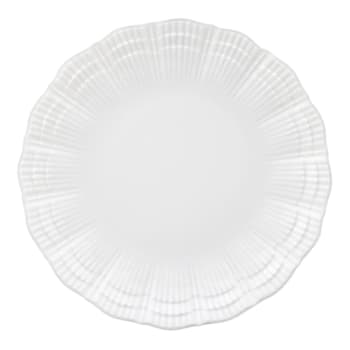 Corail blanc - 6er Set flache Teller aus Porzellan, Weiß