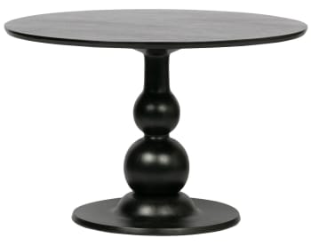 Baroc - Table de repas ronde en bois de manguier noir D120