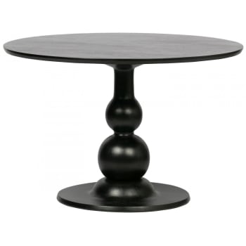 Baroc - Tavolo da pranzo rotondo in legno di mango nero D120