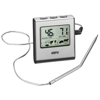 TEMPERE - Thermomètre numérique avec minuteur en acier inoxydable argent