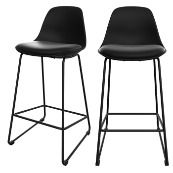 Leni - Set aus 2 mittelhohen Barstühlen, schwarz, 65cm