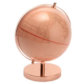 ROSE - Décoration globe terrestre rose H28cm