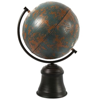 BLEU - Décoration globe terrestre bleu H41cm