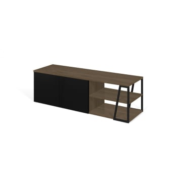 Albi - Mueble de tv chapa de madera nogal y negro lacado
