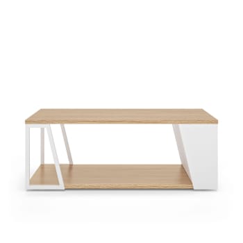 Albi - Table basse chêne clair et blanc laqué