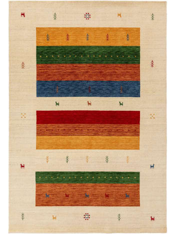 JAMAL - Tappeto di lana multicolor/beige 80x150