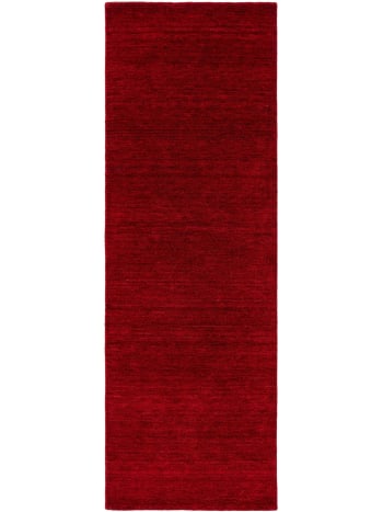 JAMAL - Tapis de couloir en laine rouge 80x300