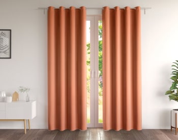 DREAMZ - Paire de rideaux 135x260 en coton rouge tomette