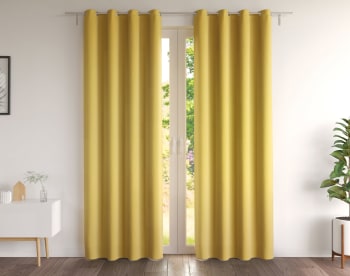 DREAMZ - Paire de rideaux 135x260 en coton jaune curry