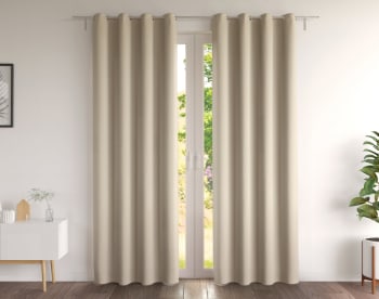 DREAMZ - Paire de rideaux 135x180 en coton beige naturel