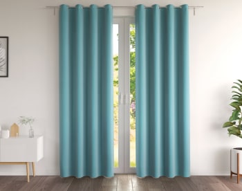 DREAMZ - Paire de rideaux 135x260 en coton bleu orage