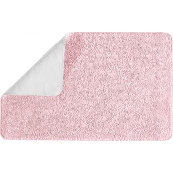 Polynesie - Tapis de bain en polyester uni rose 50x80cm