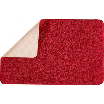 Polynesie - Tapis de bain en polyester uni rouge 50x80cm