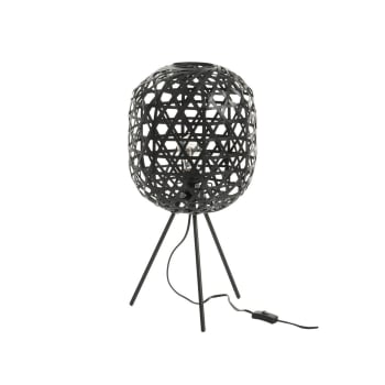 Lonely - Lampe design sur pieds en bambou et métal noir