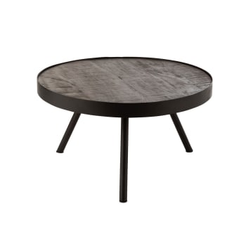 Charly - Table basse ronde en bois et métal