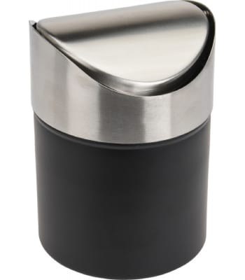MÉTAL - Poubelle de table en métal noir et chrome 1,5L